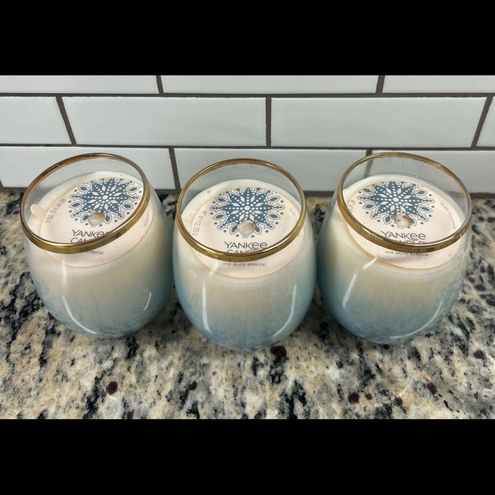 YANKEE Candle WINE PARINGS COLLECTION - ICY BLUE SPRUCE 9oz set (3)-2018